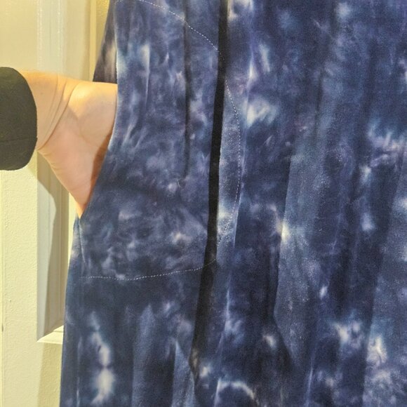 Soft Surroundings Dress Size M Tie-Dye Navy & Teal Boho Maxi Soft Knit Flowy - Picture 5 of 14